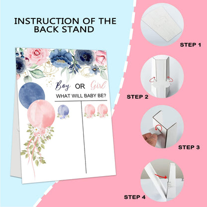 Gender Reveal Party Games, Rose Theme Baby Gender Reveal Voting Board Sign, 48 Boy Girl Voting Stickers, He or She, Baby Gender Reveal Party Decorations Games for Boy or Girl Shower