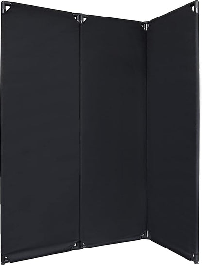 Versare FP6 Folding Privacy Screen | 3 Panels | 360 Degree Rotating Hinges | Economical Partition for Offices, Schools, Home and More | 6' Wide x 6' Tall Pewter Fabric