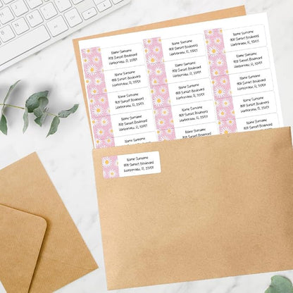 Dotty about Paper Personalized Oopsy Daisies - Pink - Return Address Labels x 100