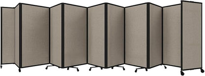 Versare Room Divider 360 Portable Wall Partition | Folding Panels | Large Freestanding Divider | Locking Wheels | Temporary Room Separator