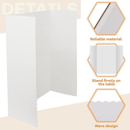 Ctosree 24 Pcs 14 * 22 Inch Tri Fold Poster Board Bulk, Science Fair Project Display Paperboard, Single Wall, Lightweight Presentation Board (White)