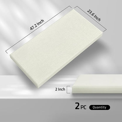 UMIACOUSTICS 2 PCS Acoustic Panel, 47.2" x 23.6" x 2" Fiberglass Sound Proof Wall Panels, Sound Absorbing Panels for Studios, Office, Home Theater. Off White