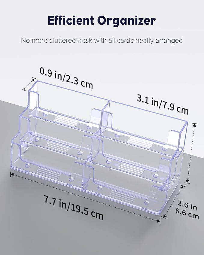 Uniclife 2 Pack Acrylic Business Card Holder for Desk 3 Tiers 6 Slots Clear Business Card Display Stand for Men & Women Desktop Business Card Organizer Card Stand for Office Home, 360 Card Capacity