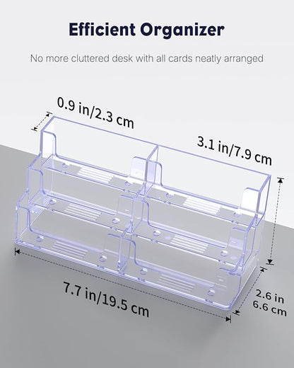 Uniclife 2 Pack Acrylic Business Card Holder for Desk 3 Tiers 6 Slots Clear Business Card Display Stand for Men & Women Desktop Business Card Organizer Card Stand for Office Home, 360 Card Capacity