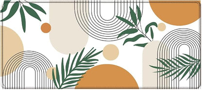 iCasso Extended Gaming Mouse Pad (35.4x15.7 in), Large 3mm Non-Slip Rubber Base Mousepad with Stitched Edges, Waterproof Keyboard Mouse Mat Desk Pad for Work, Game, Office, Home-Elm Leaf