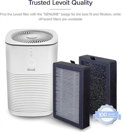 Levoit LV-H128 Air Purifier Genuine Replacement Filter, 1 Pack | AHAM VERIFIDE, Capture Dust, Smoke, Pollen, Activated Carbon, 3-Stage Filtration System, 2-Piece Set, LV-H128-RF