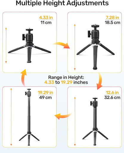 Webcam Tripod Stand for Desk, 3 Level Extendable Camera Tripod Mount for Logitech Webcam C920 C922 C922x C925e C930 C930e C615 Brio 4K NexiGo N60 and More, Camera and Phone Holder with 1/4" Thread