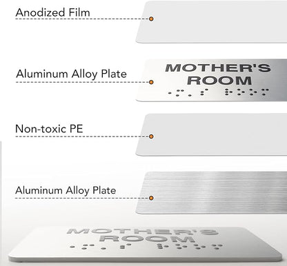 Elevator Room Signs for Business and Office Sign, ADA Signs with Raised Text & Grade 2 Braille, Easy Installation with Adhesive Pad – Brushed Aluminum/Silver