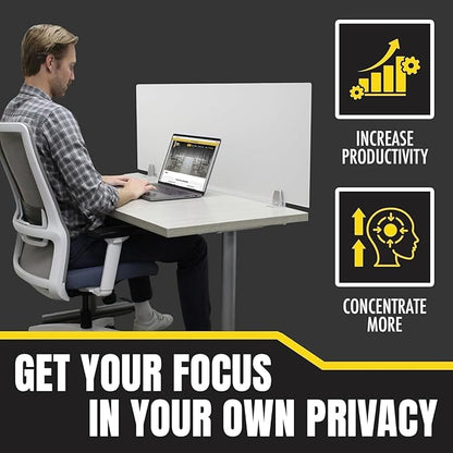 OBEX Clear Acrylic Desk Mounted Privacy Panel, 12" x 30", Clear