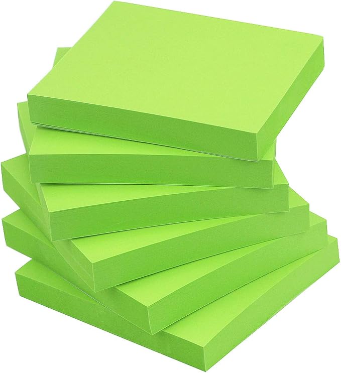 Early Buy Sticky Notes 3x3 Self-Stick Notes Green Color 6 Pads, 100 Sheets/Pad