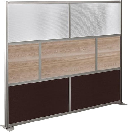 NBF Office Partition Room Divider - 76" H x 96" W Espresso & Warm Ash, Large Privacy Screen, Portable Partition Wall, Free Standing Office Divider
