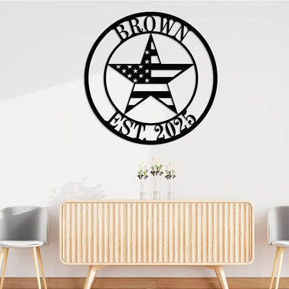 Personalized Texas Star Family Name Sign,Metal Star,Texas Home Decor,Custom Metal Sign，Father's Day Gift，Monogram Wall Decor