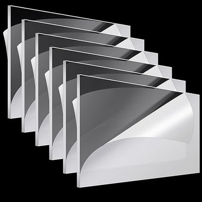 Roowest 6 Pcs 29 x 59 Inch, 1 mm Thick Clear Acrylic Sheets Plastic Panels Sheets Cut to Size Cast Acrylic Board Panel with Protective Film for Craft DIY Projects Display Sign Frame