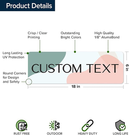 Custom Sign, Custom Street Sign, 11 Font Colors, 13 Font Styles, 4 Hole Options, 22 Sizes, 6x18 Inches, Rust Free DiBound, Fade Resistant, Made in USA by My Sign Center (Minimalist)