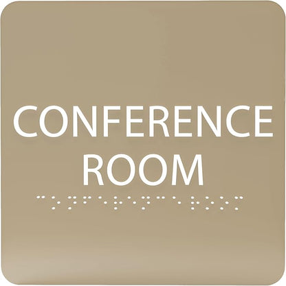 ADA CENTRAL SIGNS - 6" X6" Conference Room Sign- ADA Compliant Tactile Graphics Grade 2 Braille Text Acrylic Wall Signs - Authorized Personnel Only, Meeting Privacy Door Sign for Schools, and Offices