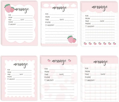 6 Pieces Telephone Message Sticky Notes Pads 4 x 5 Inch Self Adhesive Book Call Back Notepad for Work Call, Office Supplies 50 Sheets/Pack 6 Design (Pink)