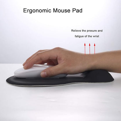xinidc Ergonomic Computer Mouse Pad with Wrist Rest Support, Pain Relief Mouse Pad with Non-Slip PU Base for Home Office Working Studying (Black)