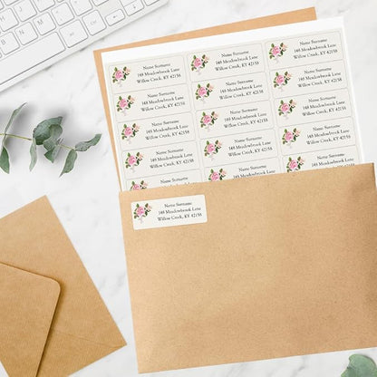 Dotty About Paper Personalized Return Address Labels (25-500 Custom mailing Address Labels) - Garden Roses x 100