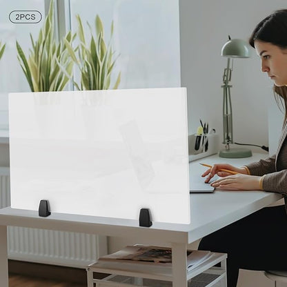 2 Packs Dual Frosted Plexiglass Desk Privacy Panels, 30 x 18 Inch Acrylic Cubicle Desk Dividers, Acrylic Frosted Partition Board, Desk Divider for Classrooms, Offices