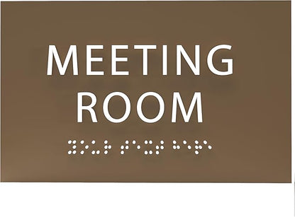 ADA CENTRAL SIGNS - 6" X4" Meeting Room Sign - ADA Compliant Tactile Graphics Grade 2 Braille Text Acrylic Wall Sign | Privacy, Interview, Room Name Sign for Schools, Hospitals, Offices, & Apartments