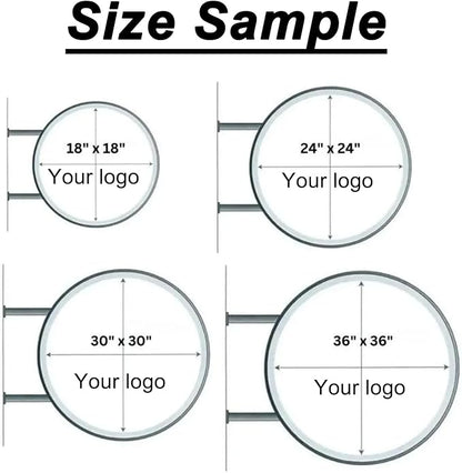 Custom Advertising Lightbox Logo Sign - Personalized Double/Single Sided LED Lighting Round Business Logo for Wall Decor, Shop Shows, Salon, Cafes, Bar & Restaurant Sign, Waterproof, Indoor Outdoor