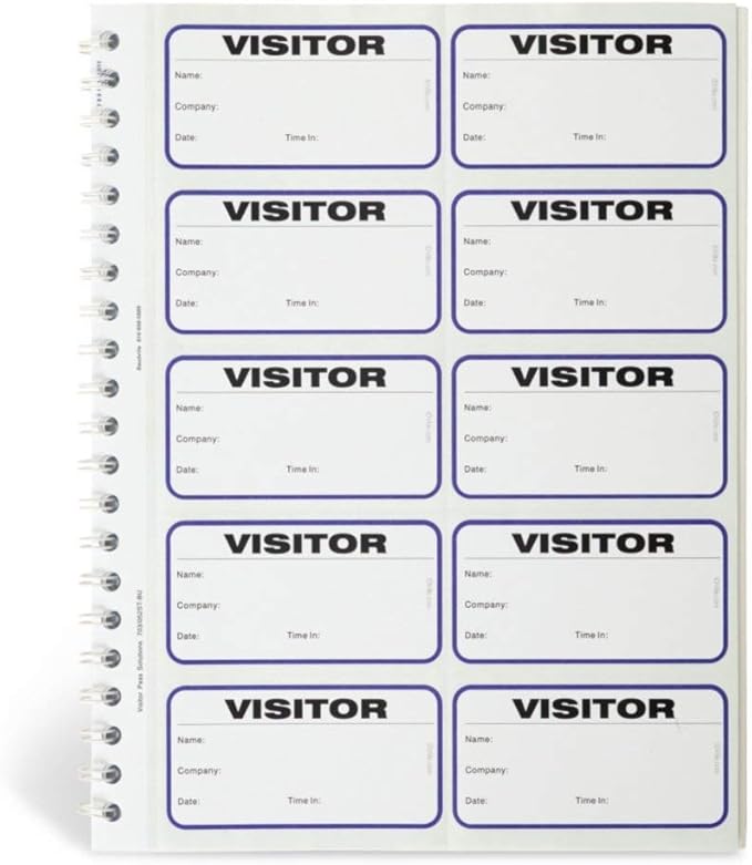 Visitor Log Book, Spiral-Bound Visitor Badges, Guest Register Book, Carbon Copy - 150 Badges