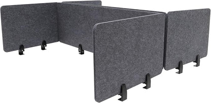 Clamp-On Acoustic Desk Divider, 2Pcs 47.25x16in+4Pcs 23.6x16in Acoustic Partition, Desktop Privacy Panel, Sound Absorbing Workstation Panel (Anthracite Gray, 48" x 16" + 24" x 16")