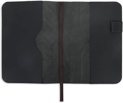 A5 Leather journal cover, Refillable Journal Cover for Large and Medium A5, Leather Handmade Notebook Cover, 9 x 6 Inches Leather Bound Journal (Black)