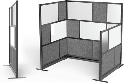 Workflow Modular Wall | Room Divider with Whiteboard, Sound-Dampening, & Frosted Acrylic Panels | Expandable Office Partition for Privacy & Productivity (53" x 48")