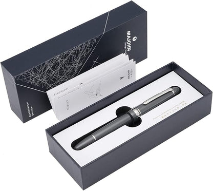 erofa Majohn P136 Piston Fountain Pen Medium Nib with Box, Gray Resin Writing Pen Set