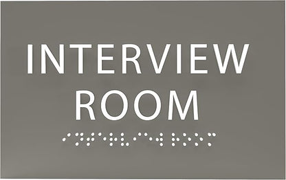 ADA CENTRAL SIGNS - 6" X4" Interview Room Sign - ADA Compliant Tactile Graphics Grade 2 Braille Text Acrylic Wall Sign | Privacy, Meeting, Room Name Sign for Schools, Hospitals, Offices, & Apartments