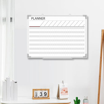 Lincia Aluminum Frame Dry Erase Board with Lines, Wall-Mounted Whiteboard for Scheduling, to Do Lists & Weekly Planning, Reusable Office Calendar for Home & Work (Make Ready Board,18"x24")