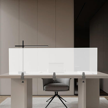 KONKENIE Acrylic Office Privacy Partition Indoor Desk Divider Guard Rectangle Desktop Privacy Panel Privacy Shield Screen for Classroom Office Reception Station Bakery Translucent (60x18x2”,1PCS)