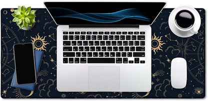 SSOIU Zodiac Wheel Desk Mat, Celestial Desk Pad, Astrology Large Gaming Mouse Pad 35.5x15.7inch XXL Large Big Computer Keyboard Mouse Mat Desk Pad with Non-Slip Base and Stitched Edge for Home Office