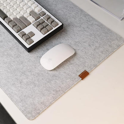 Bright Stone Felt Desk Mat,Non-Slip Mouse Pad, 31.5"x15.7" Office Supplies Desk Protector, Desk Accessories for Home and Office (Light Gray)