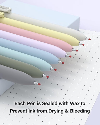 inkipen 8Pcs Gel Pens - 0.5mm Black Ink Pens Fine Point Smooth Writing, Quick Drying Journaling Pens, Cute School & Office Pens for Gift