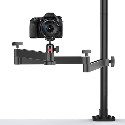 ULANZI Camera Desk Mount Stand with Flexible Arm, Overhead Mount, Articulated Arm with 360° Rotatable Ball Head, Aluminum Desk Mounting Stand for Ring Light/DSLR Camera/Webcam/Panel Light