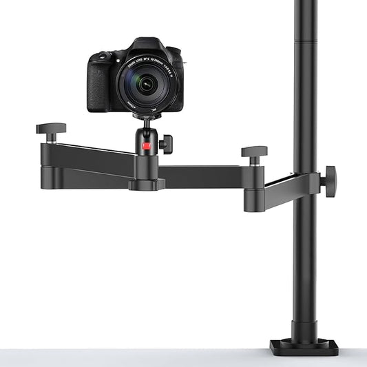 ULANZI Camera Desk Mount Stand with Flexible Arm, Overhead Mount, Articulated Arm with 360° Rotatable Ball Head, Aluminum Desk Mounting Stand for Ring Light/DSLR Camera/Webcam/Panel Light