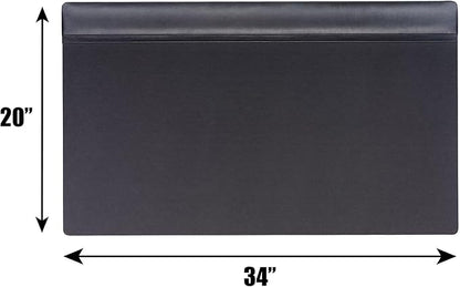 Dacasso Black Leather 34" X 20" Top-Rail Desk Pad