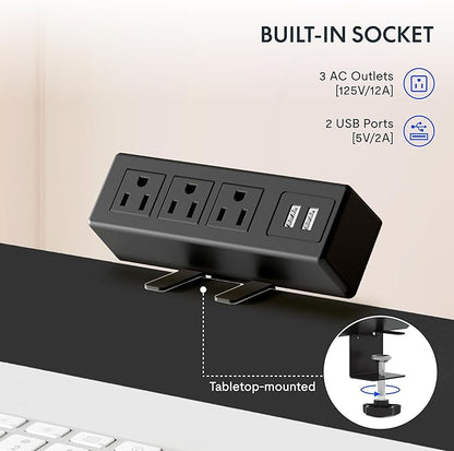 FLEXISPOT EN2 Whole-Piece Standing Desk with Clamp Power Strip, 60 x 24 Electric Stand Up Height Adjustable Desk with Cable Management (Gray Frame + Black Top, 2 Packages)