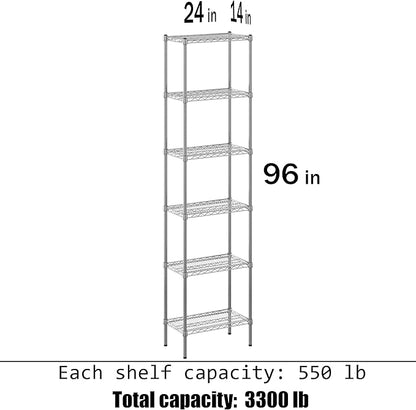 Regal Altair 14" Deep x 24" Wide x 96" Height Wire Shelving Kit | 6-Tier | NSF Commercial Storage Rack Unit