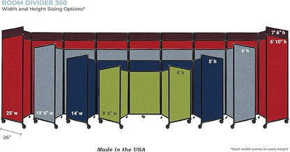Versare Room Divider 360 Portable Wall Partition | Folding Panels | Large Freestanding Divider | Locking Wheels | Temporary Room Separator | 25' x 7'6'', Warm Pebble