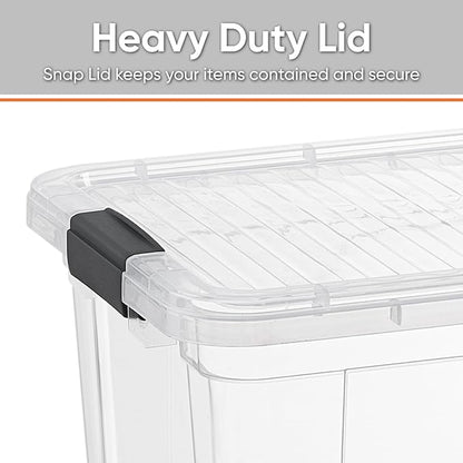 Superio Clear Storage Boxes with Lids, 21 Quart Plastic Container Bins for Organizing, Stackable Crates, BPA Free, Non Toxic, Odor Free, Organizers for Home, Office and Dorm, 4 Pack