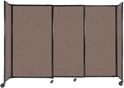 Versare Straightwall Sliding Portable Wall Partition | Freestanding Office Dividers | Locking Wheels | Temporary Room Separator | 7'2'' Wide x 5' Tall Latte Fabric Panels