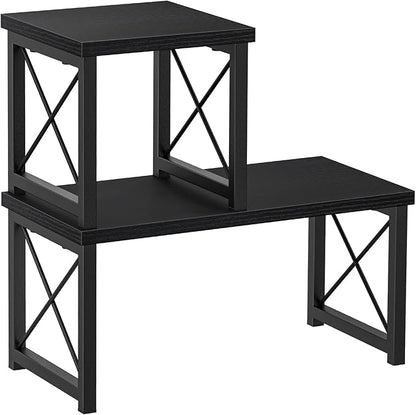 Honiter Desk Shelf Desktop Organizer 2 Tier Wood Small Bookshelf,Rustic Brown Freestanding Adjustable, Organizer, Stackable, Desk Stand, Storage Organizers, Kitchen Counter Display Rack