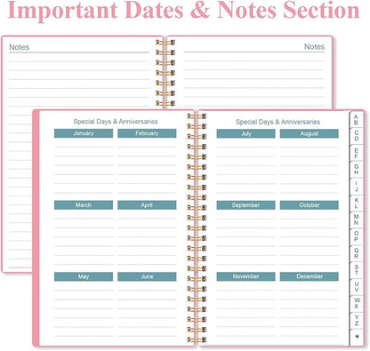Address Book with Alphabetical Tabs - Telephone & Address Book with Address Contacts, Special Date, Phone, Birthday & Internet Login Password for Home and Office, 4.3" x 6.2", Pink