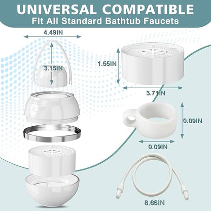 Bath Filter for Tub - Bathtub Water Filter for Softer Skin & Hair, 8 Stages Hotel Grade Filtration Bath Water Filter,2,500 Gal of Filtration, BPA Free, Easy to Install（White）