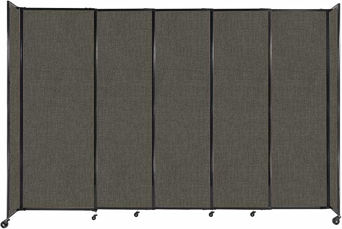 Versare Straightwall Sliding Portable Wall Partition | Freestanding Office Dividers | Locking Wheels | Temporary Room Separator | 11'3" Wide x 7'6" Tall Mocha Fabric Panels