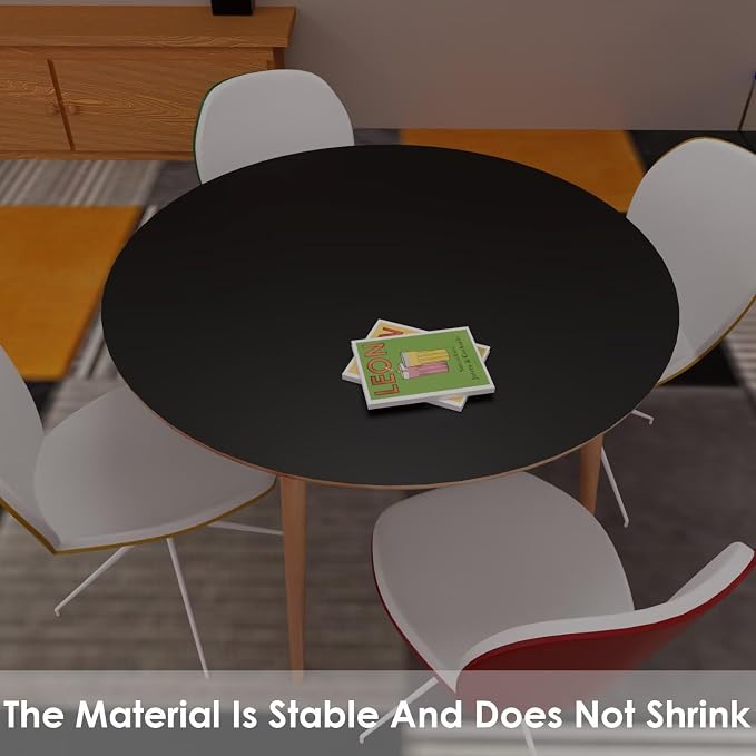 Table Cover Round - Can Be Used On Both Sides Waterproof and Easy to Clean Good Flatness Used for Dining Table(Black+Black Dia.32Inch)
