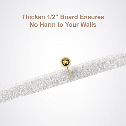 Large Vision Board 48x36, Thicken Felt Pin Board for Home Office Studio and Creative Planning with 20 Pushpins and 20 Postcards, White